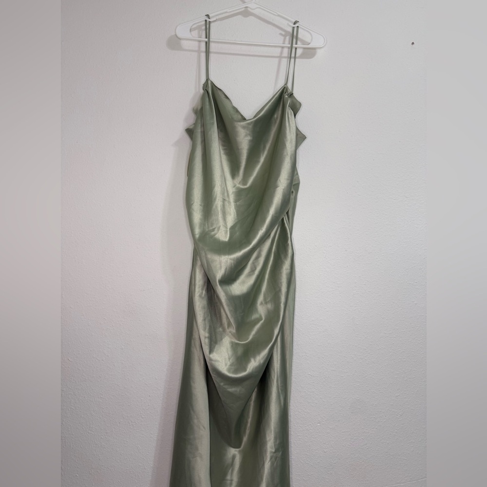 BHLDN Emery Square-Neck Stretch Satin Midi Dress